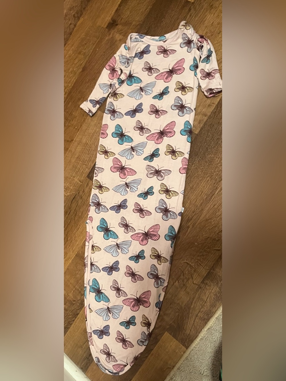 Posh Peanut Pink Butterfly Print Stretch Jumpsuit 0-3 M.